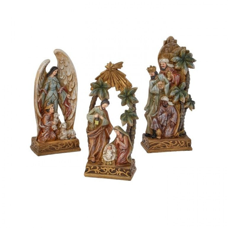 Nativity Plaque Story Set – 3-Piece Resin Wall or Shelf Decor