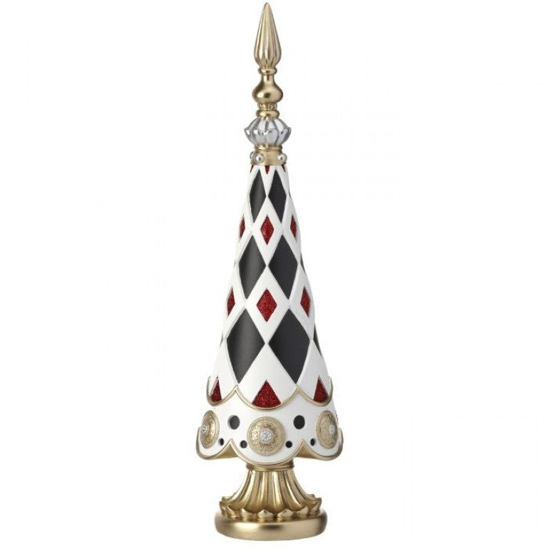 Black & White Diamond Tree w/Finial – 18″ Resin Pedestal