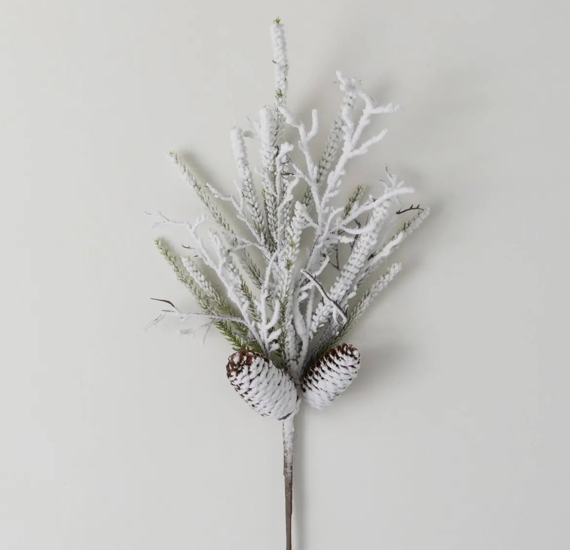 Flocked Pencil Pine & Twig Spray – 24in | Snow Day Simplicity