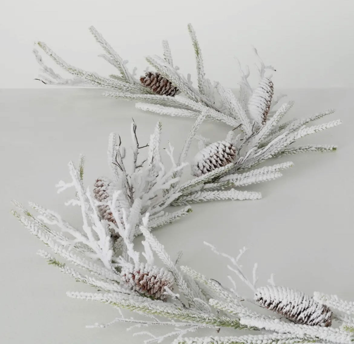 Flocked Pencil Pine & Twig Garland – 6ft | Whisper of Winter Woods