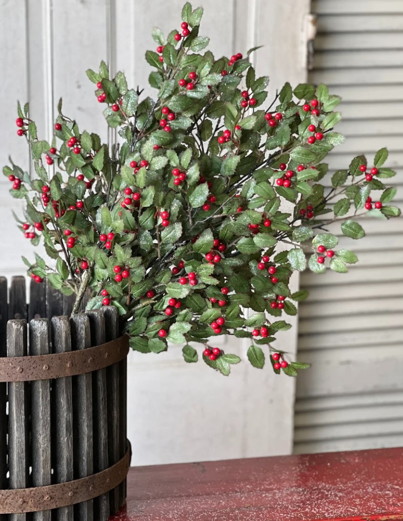 Holly Spray with Berries – 30″ Classic Christmas Accent