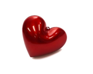“Candy Apple Puffed Heart” – 8″ Glossy Red Ornament by Farrisilk