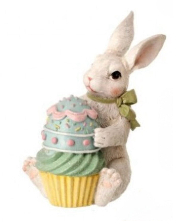 Sweet Treats Bunny Figurine – 6″ Resin Easter Bunny