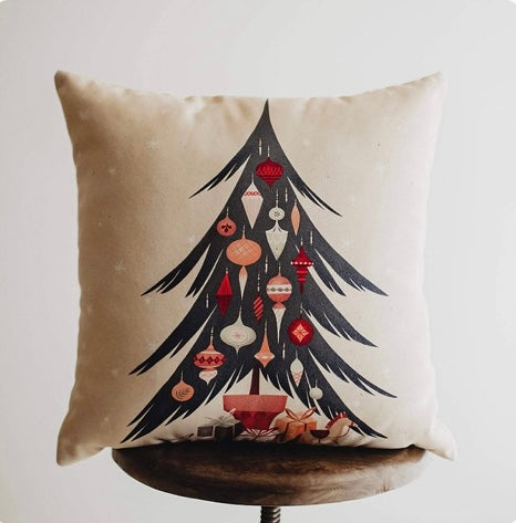 Nordic Christmas Tree Throw Pillow Cover – 12" x 12"
