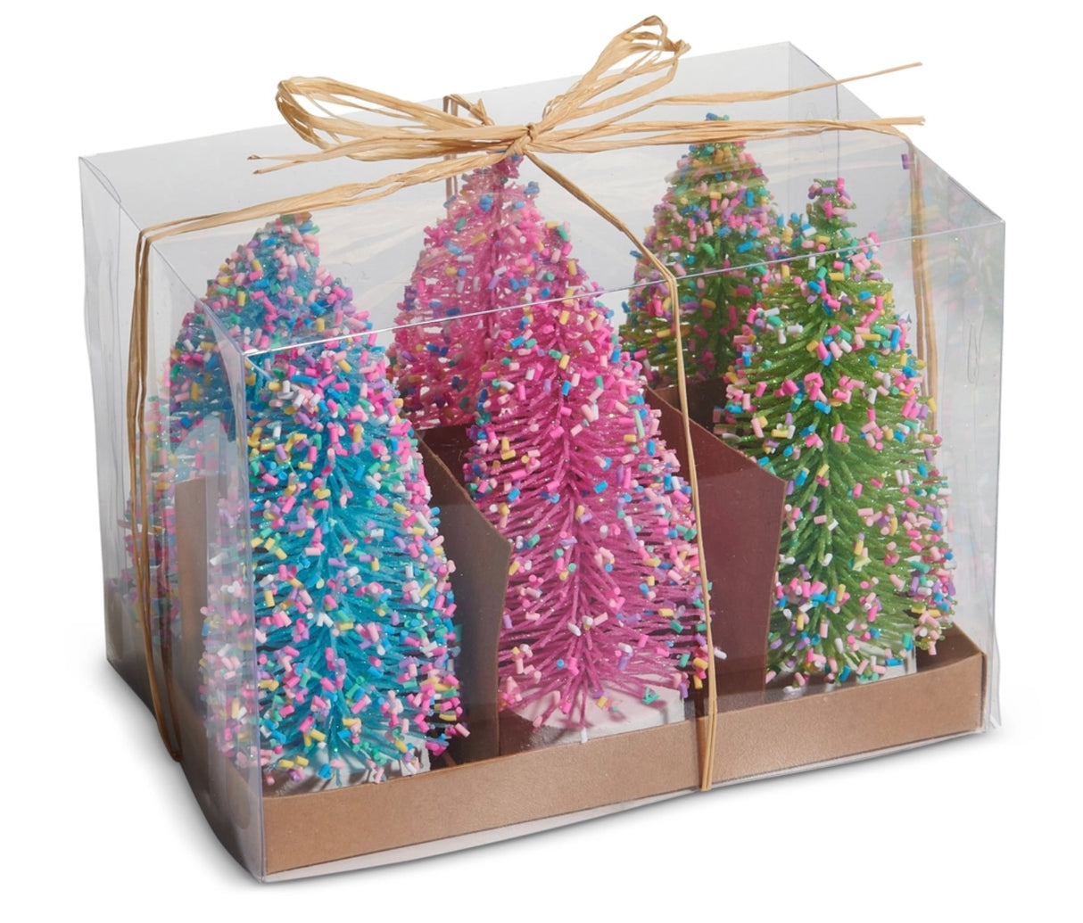 Pastel Sprinkle Bottle Brush Trees – Boxed Set of 6