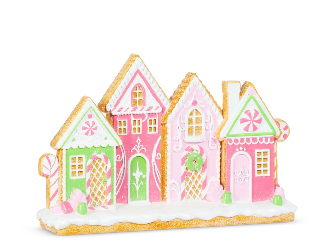 Bright Pastel Gingerbread Village – Horizontal (16")
