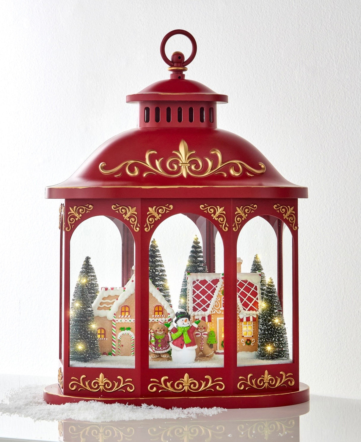 17.25" Lighted Gingerbread Village Lantern – Christmas Décor with Timer