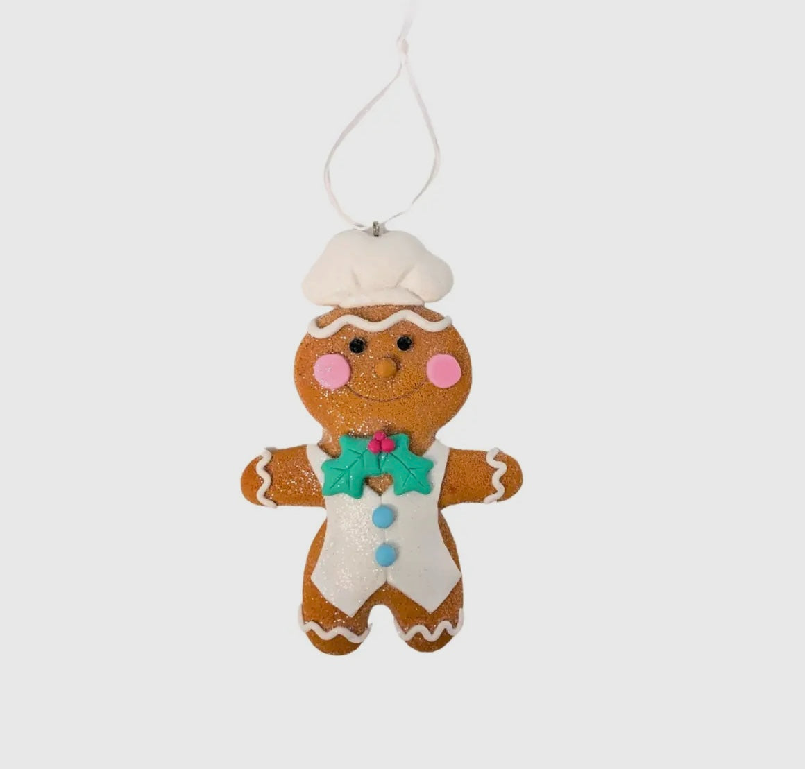 Passionately Pastel Gingerbread Cookie Ornaments – Boy or Girl 4.75″ Clay Dough Christmas Decor