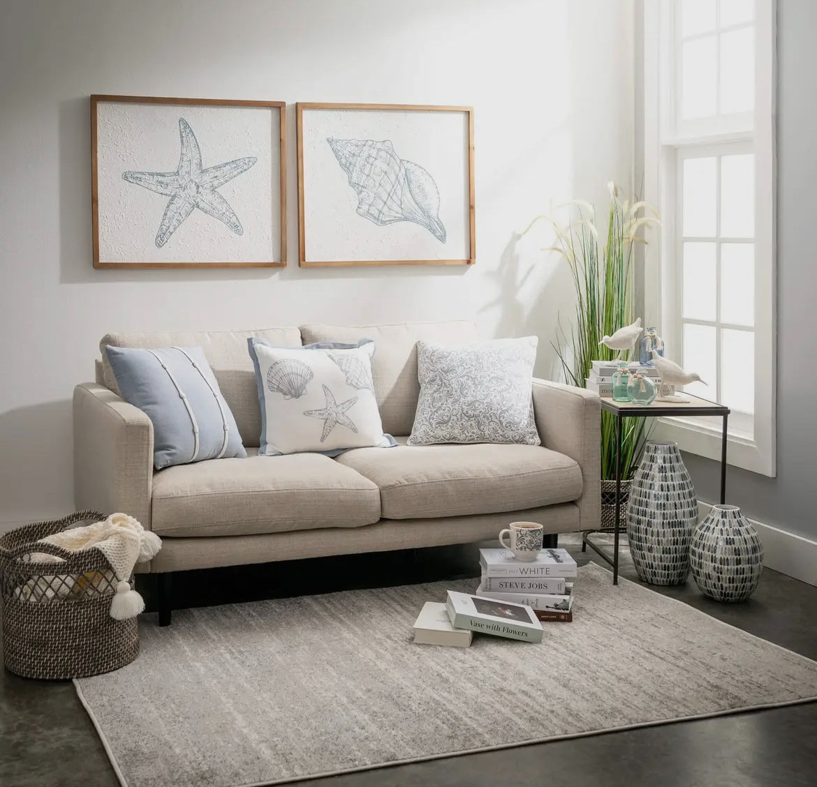 Blue Bamboo Capiz Urn Vase