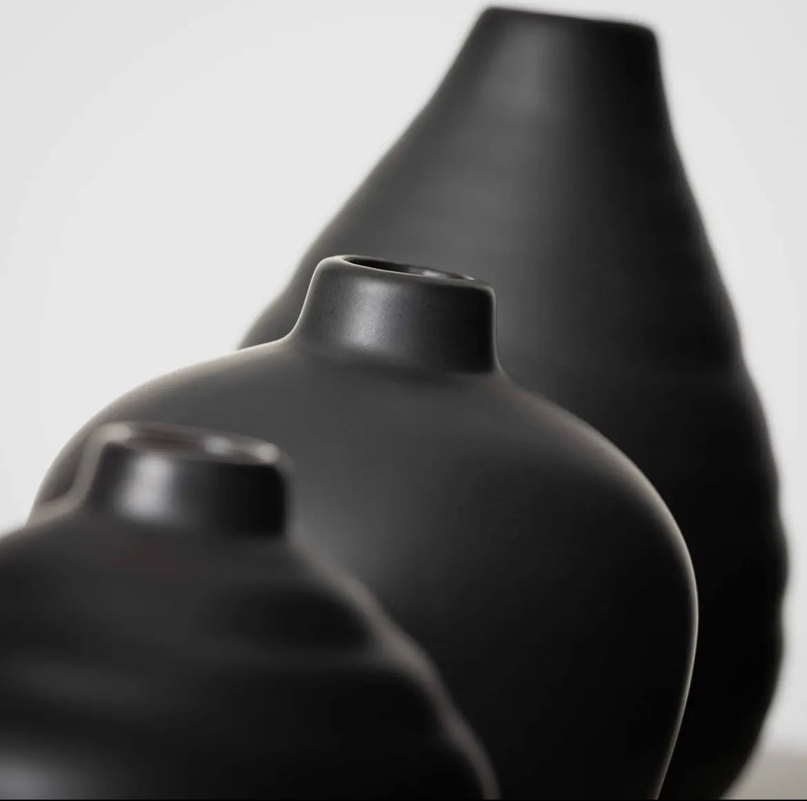 Ebony Compact Vase Trio