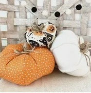 3-Piece Vintage Halloween Fabric Pumpkin Set – Whimsical Holiday Charm