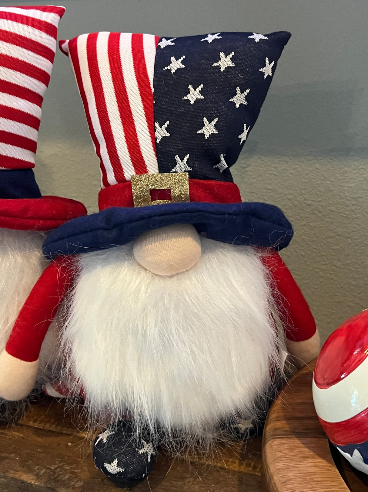 Patriotic Plush Gnome – Striped Shoes or Star Shoes | Americana Table Sitter