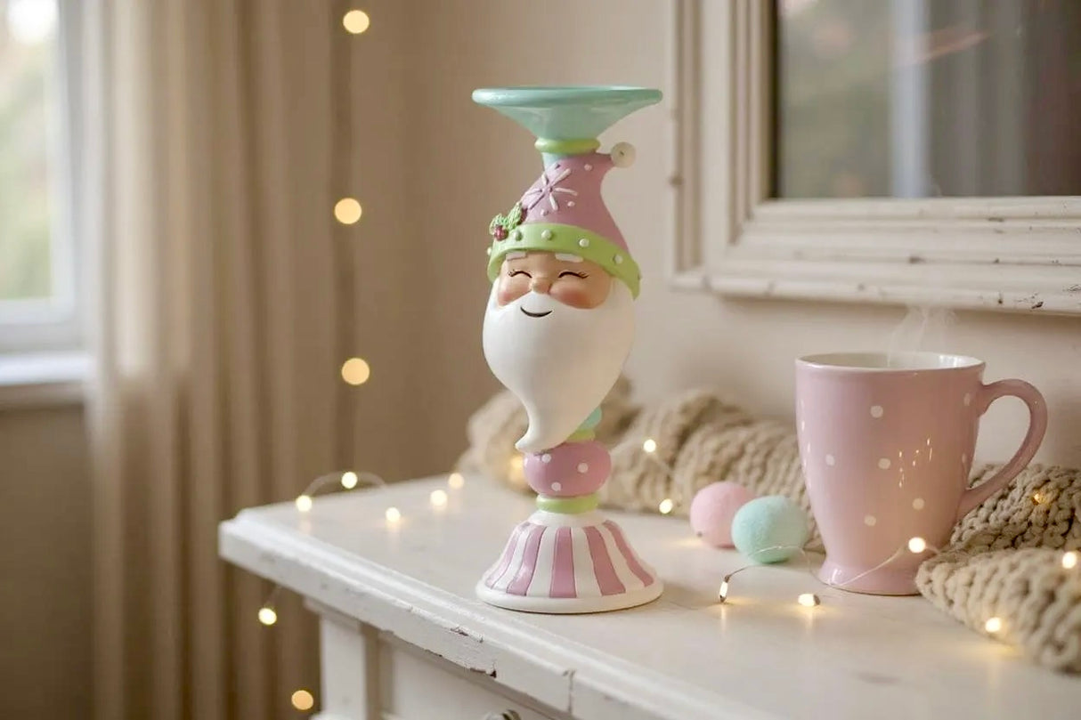 Santa’s Glow – Resin Pillar Candle Holder in Red/Green or Pastel