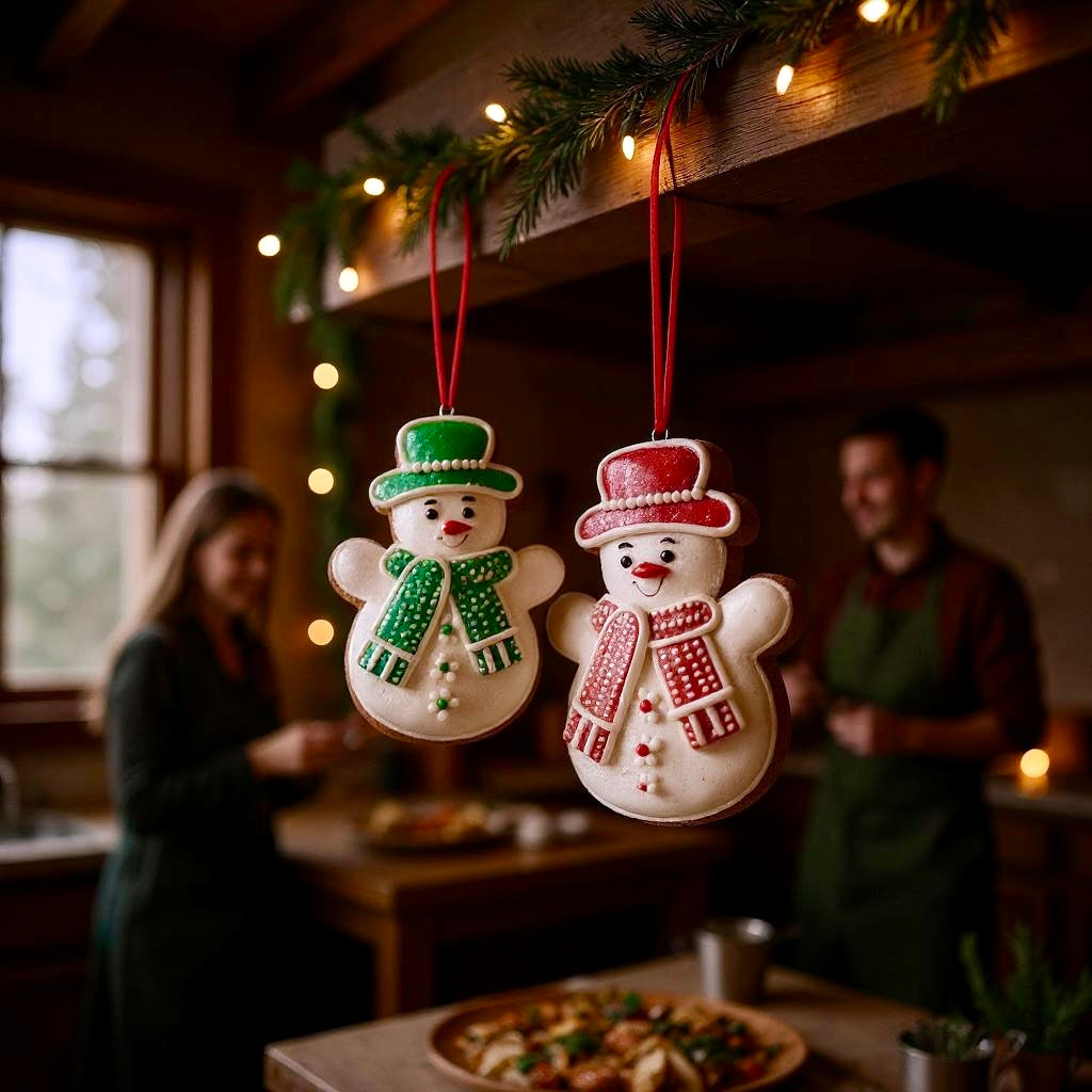 5″ Snowman Cookie Ornament – Red or Green Scarf Holiday Tree Decoration