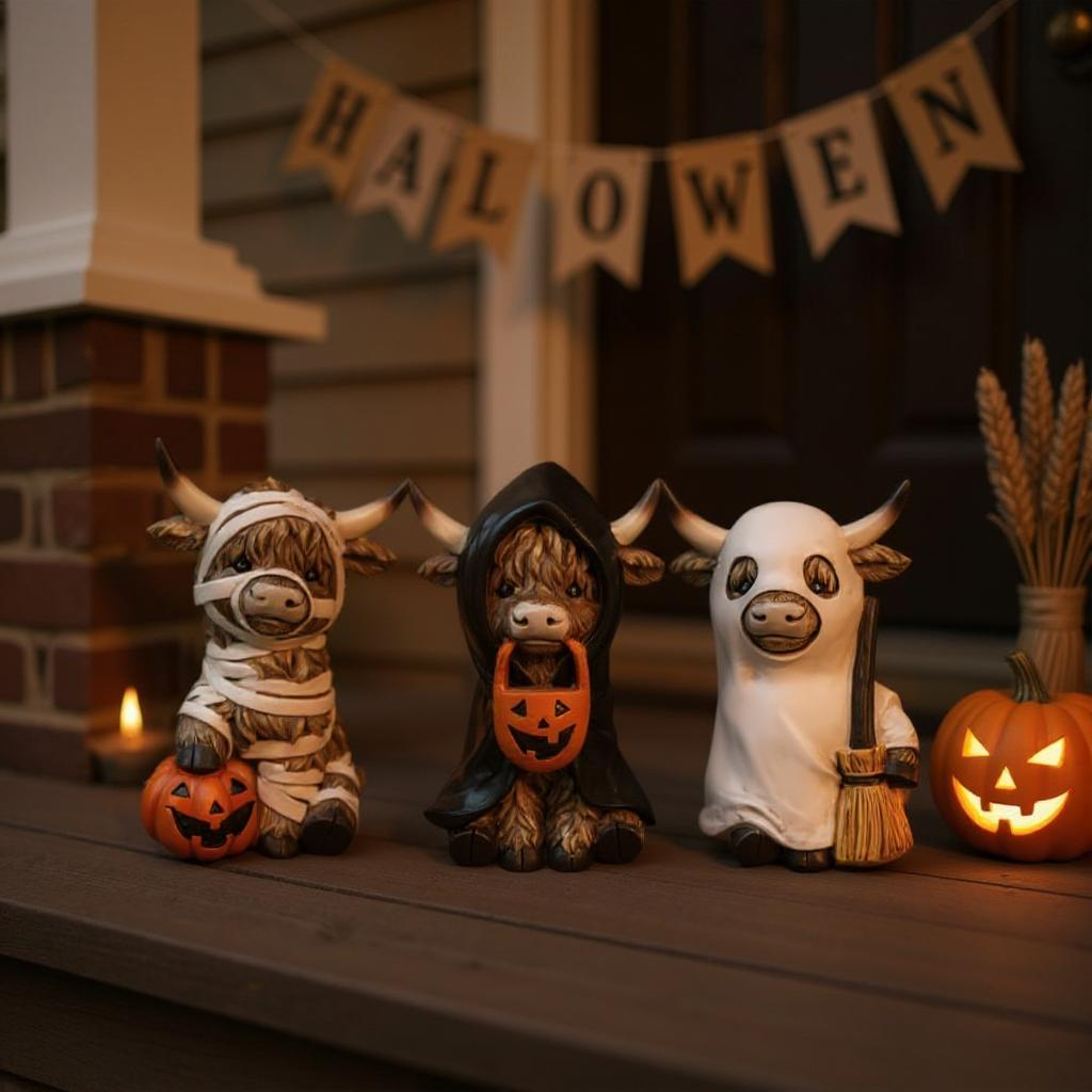 Trick-or-Treating Highland Cow – Halloween Décor - Inspired Homes by Cricket