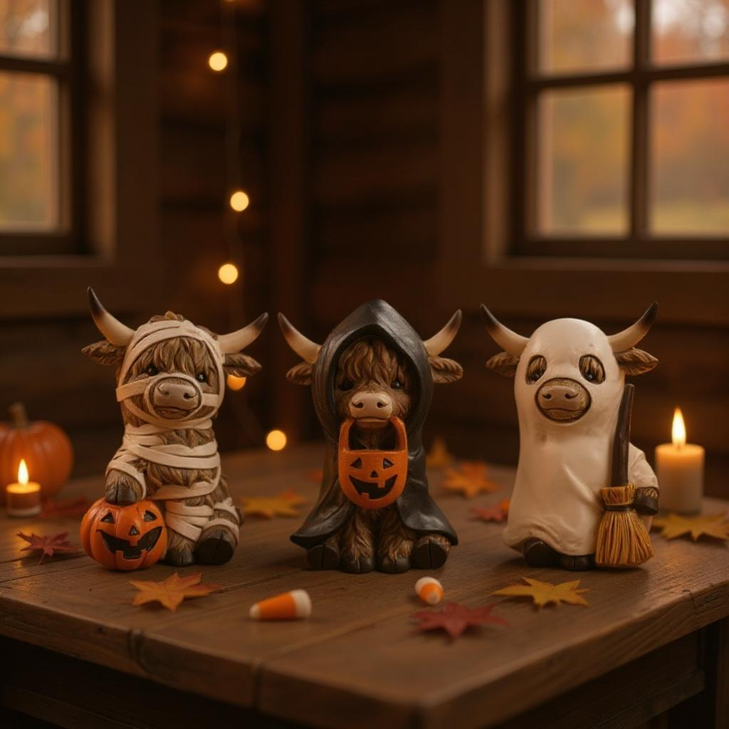 Trick-or-Treating Highland Cow – Halloween Décor - Inspired Homes by Cricket