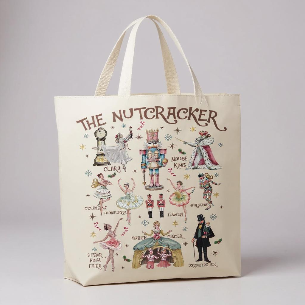 Christmas Nutcracker Ballet Canvas Tote Bag