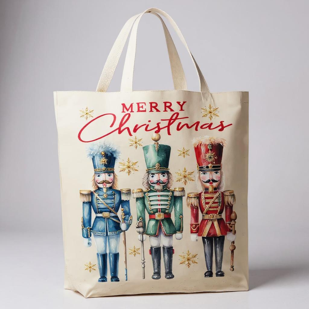 Merry Christmas Holiday Nutcrackers Canvas Tote Bag