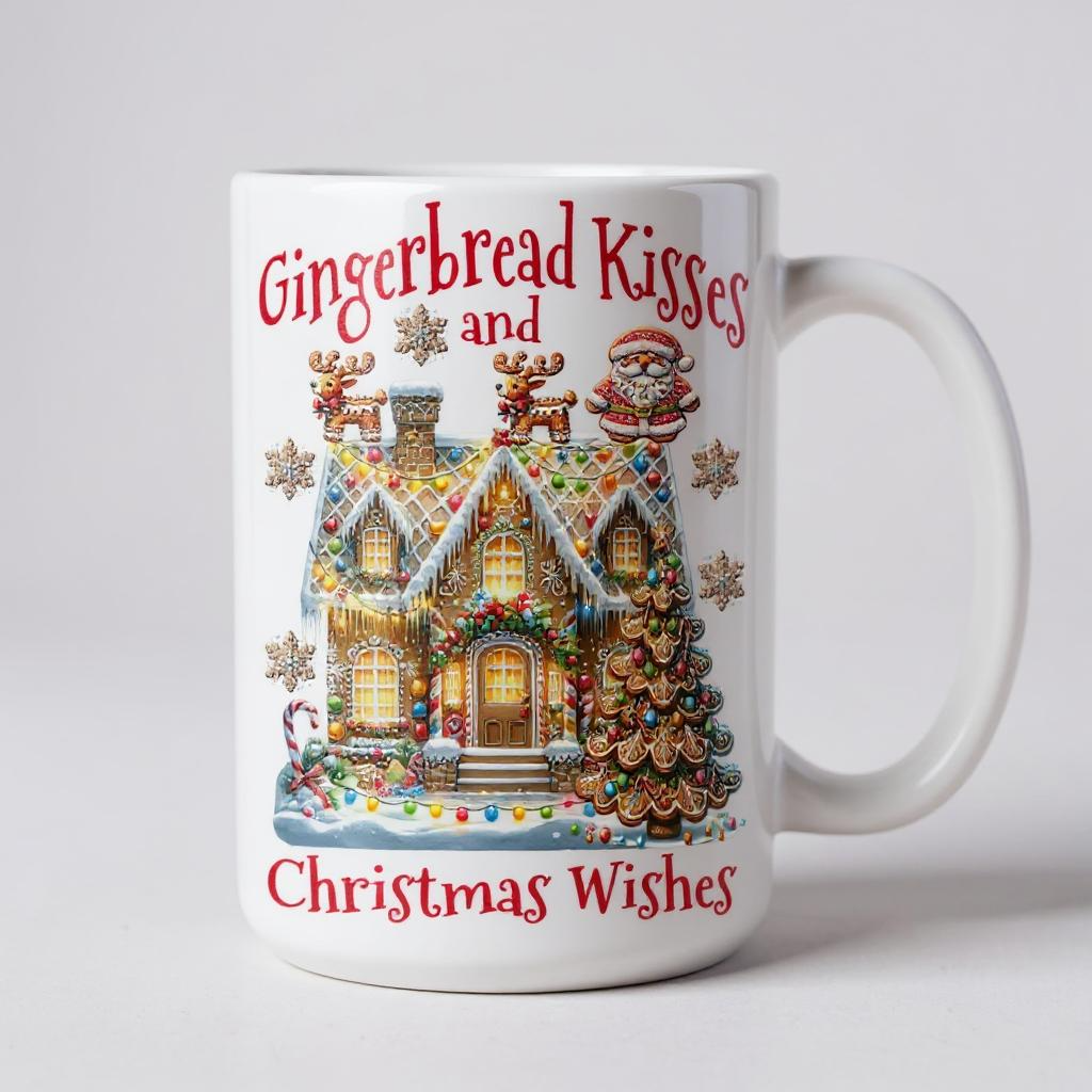 Christmas Gingerbread Kisses House Coffee Mug