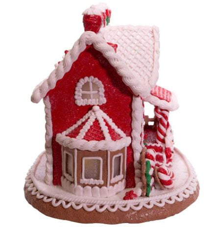 Santa & Mrs. Claus Gingerbread House – 9" Claydough Tabletop Accent by Kurt Adler