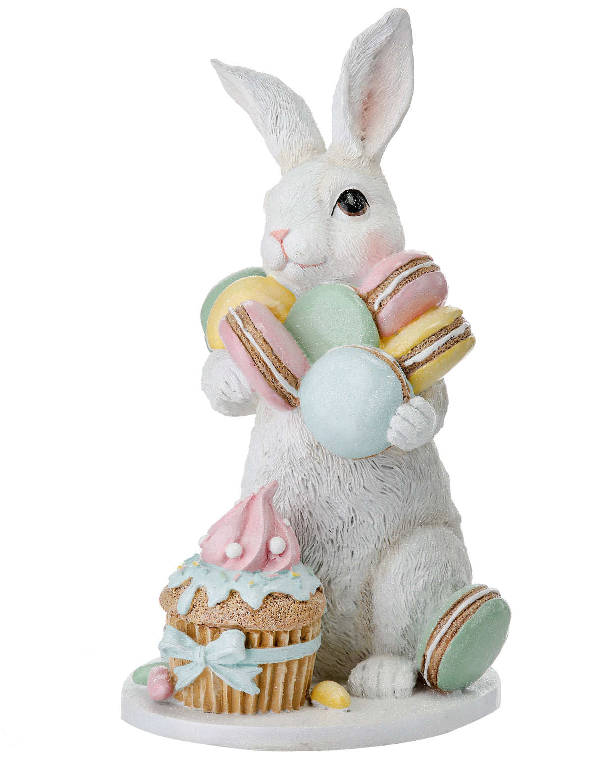 Bunny with Macaron Treats – 9.5" Spring Figurine