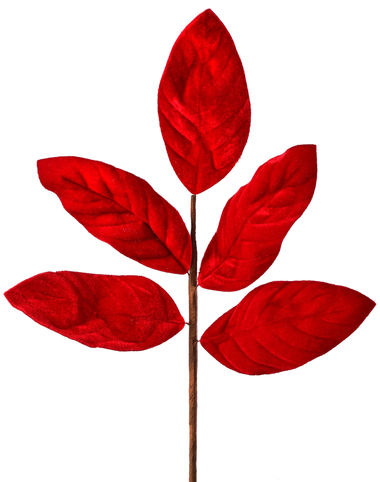 Deluxe Red Velvet Magnolia Leaf Spray -H00244