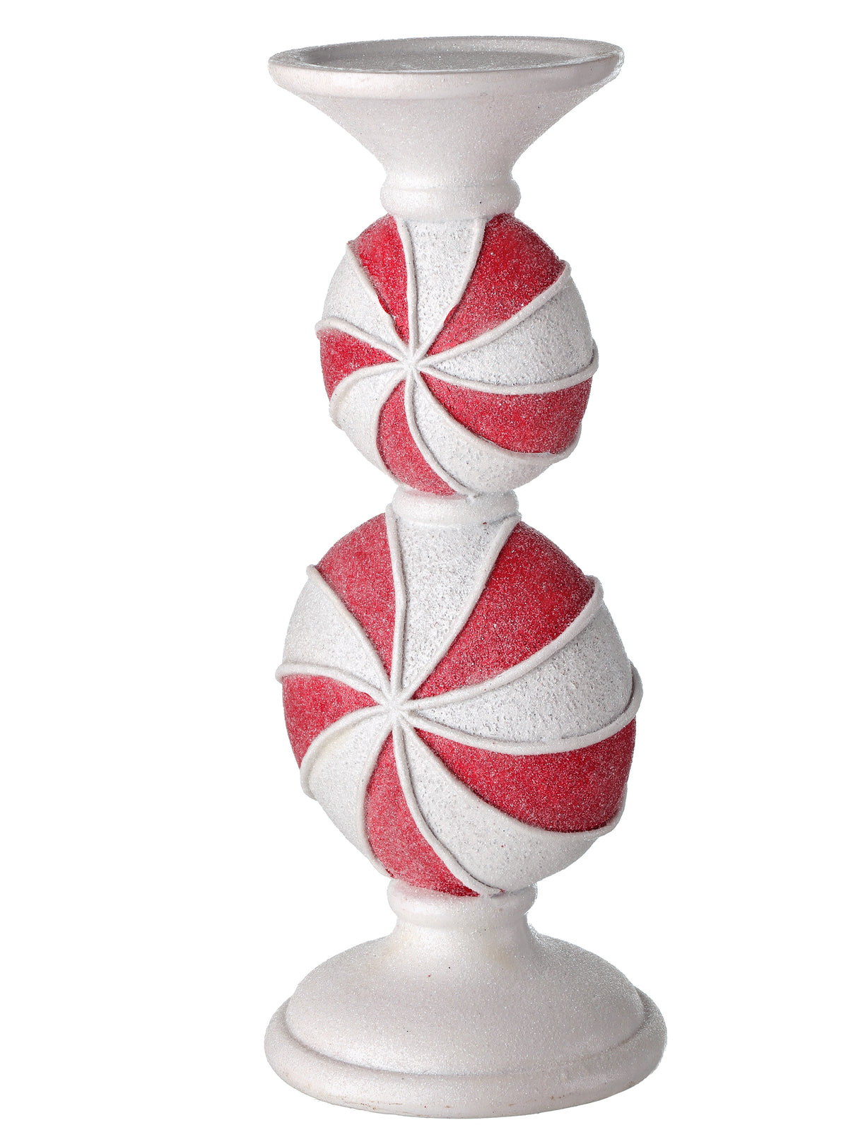11.5" Peppermint Candy Candle Holder – Sparkling Resin Christmas Accent