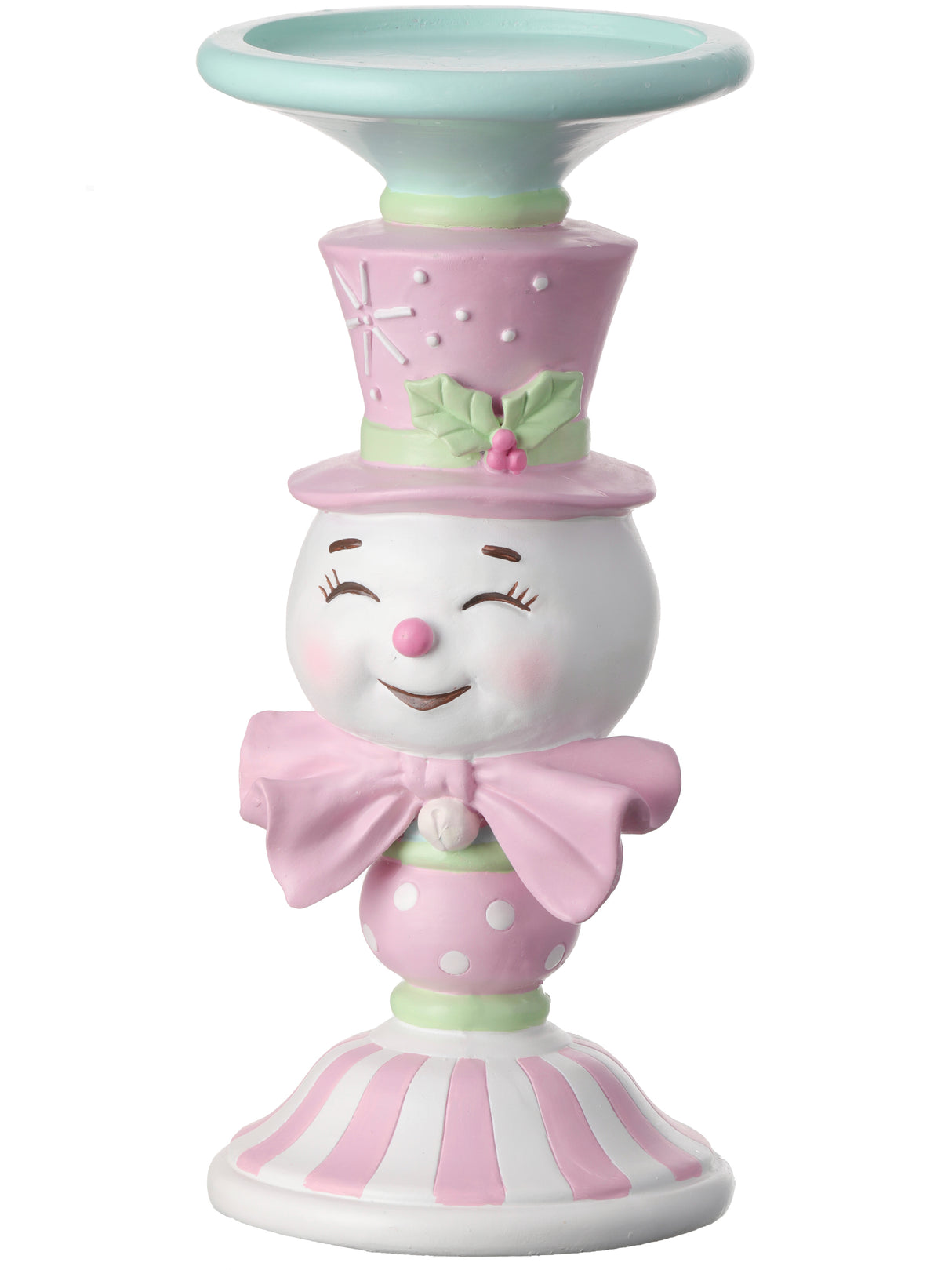 Pastel Snowman Pillar Candle Holder – Holiday Glow