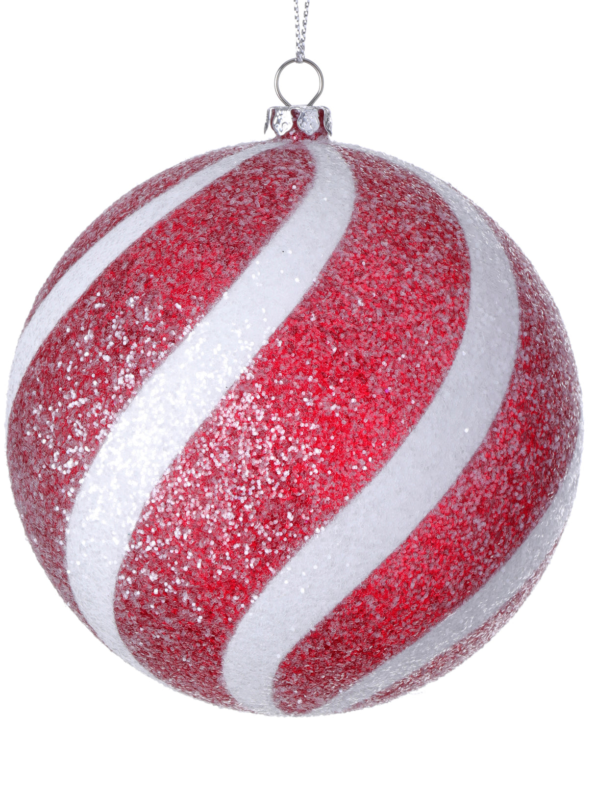 Iced Peppermint 4" Candy Ball Ornaments – Set of 4