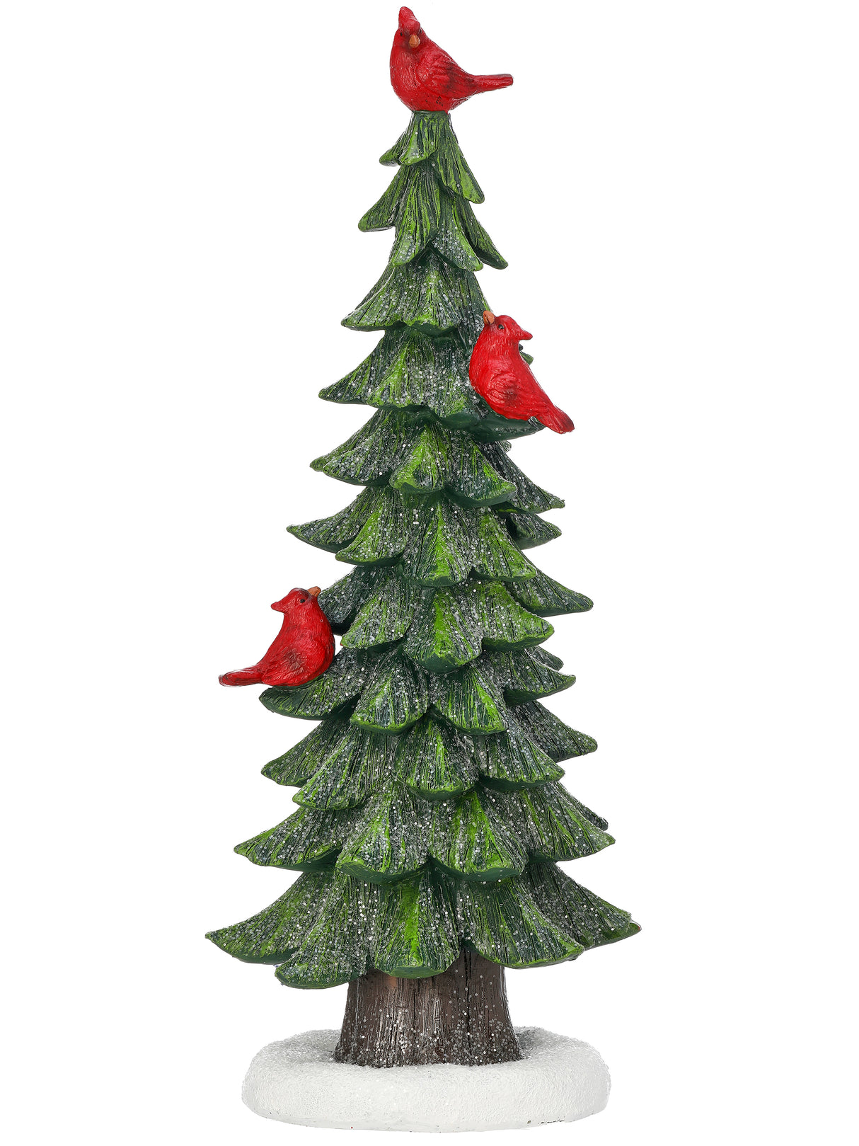 Evergreen Tree with Cardinals – Resin Tabletop Accent