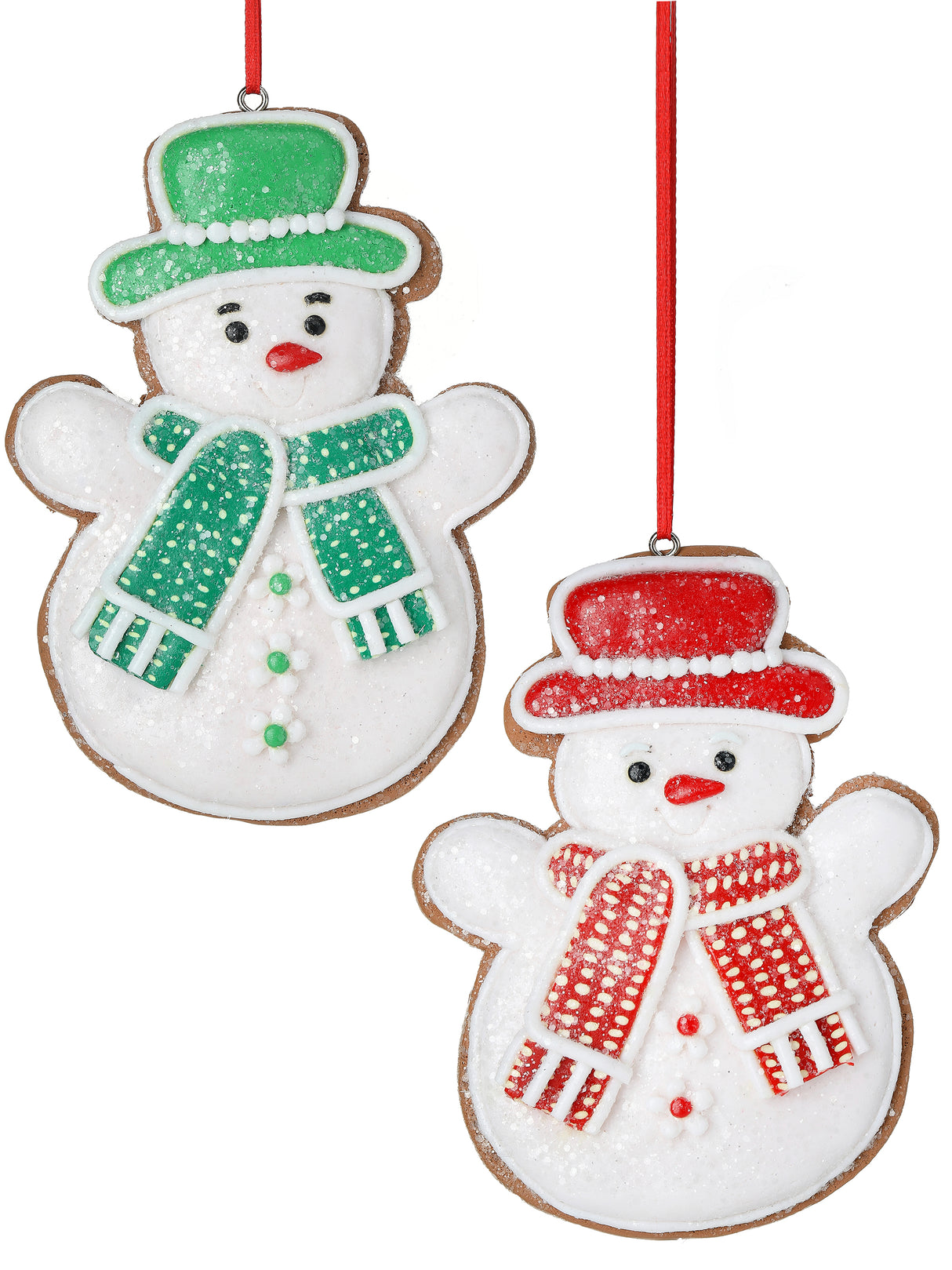 5″ Snowman Cookie Ornament – Red or Green Scarf Holiday Tree Decoration