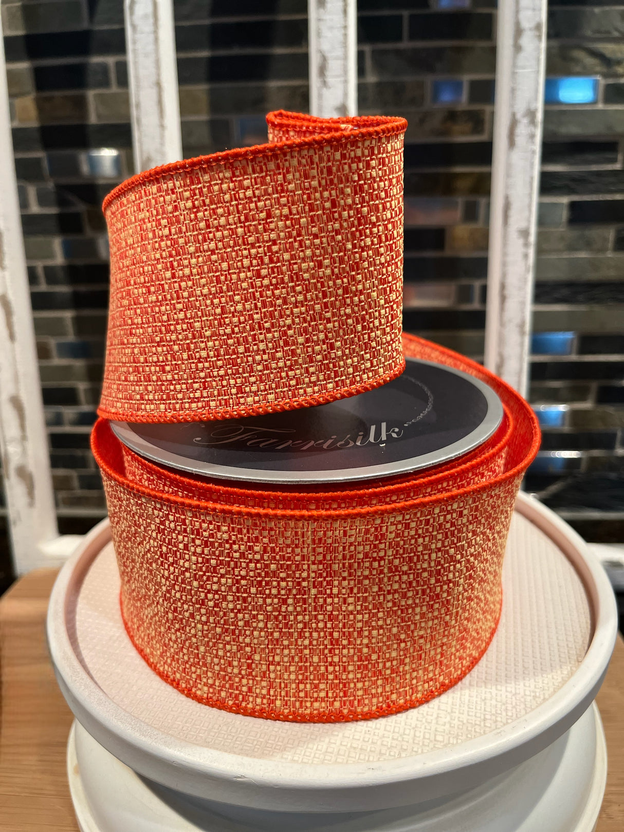 Candy Corn Tweed Ribbon – 2.5" Wired Fall Designer Ribbon by Farrisilk