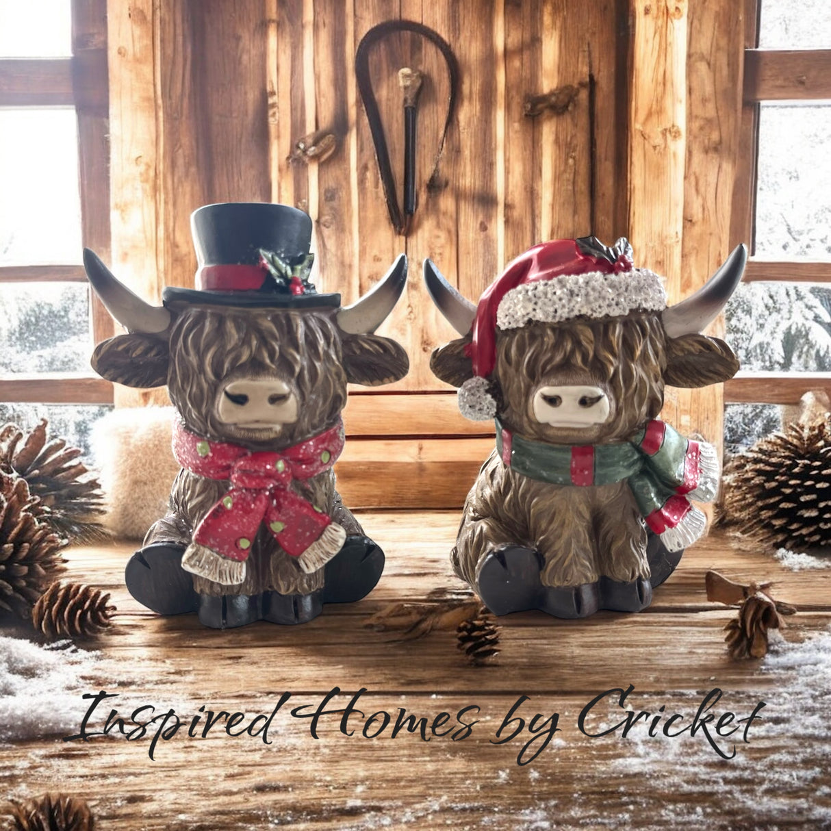 The Yuletide Pair A Laurel Lane Highland Cow Pair