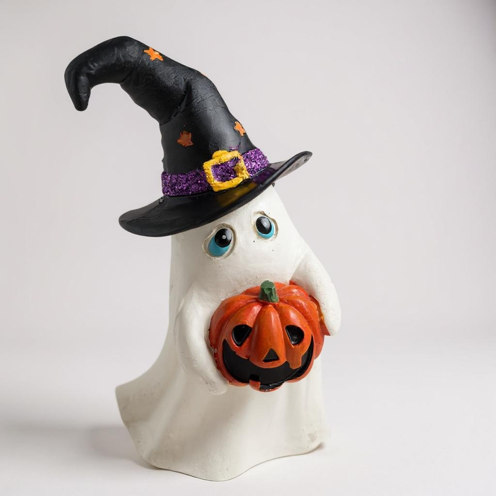 Trick-or-Treat Ghost – Resin Halloween Figurine Accent