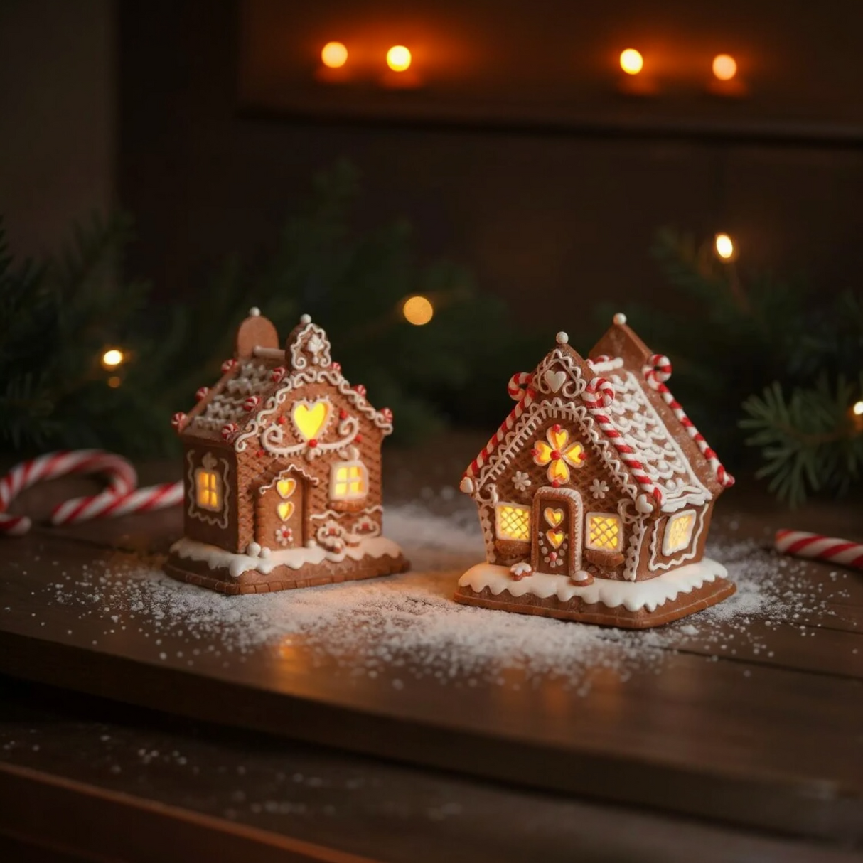 Gingerbread Village Cottages – 8.5" LED Lighted Christmas Houses by RAZ Imports (Choose A-Frame or Traditional)