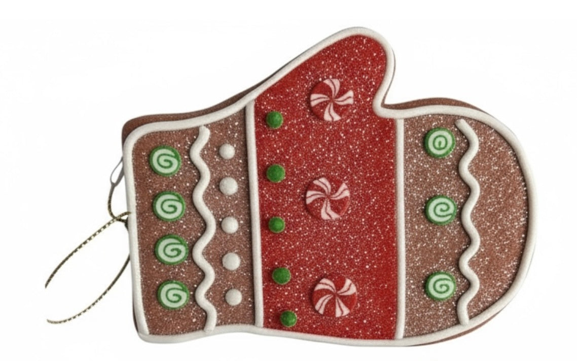 “Sugarplum Stitchery” – Gingerbread Mitten or Stocking Ornament