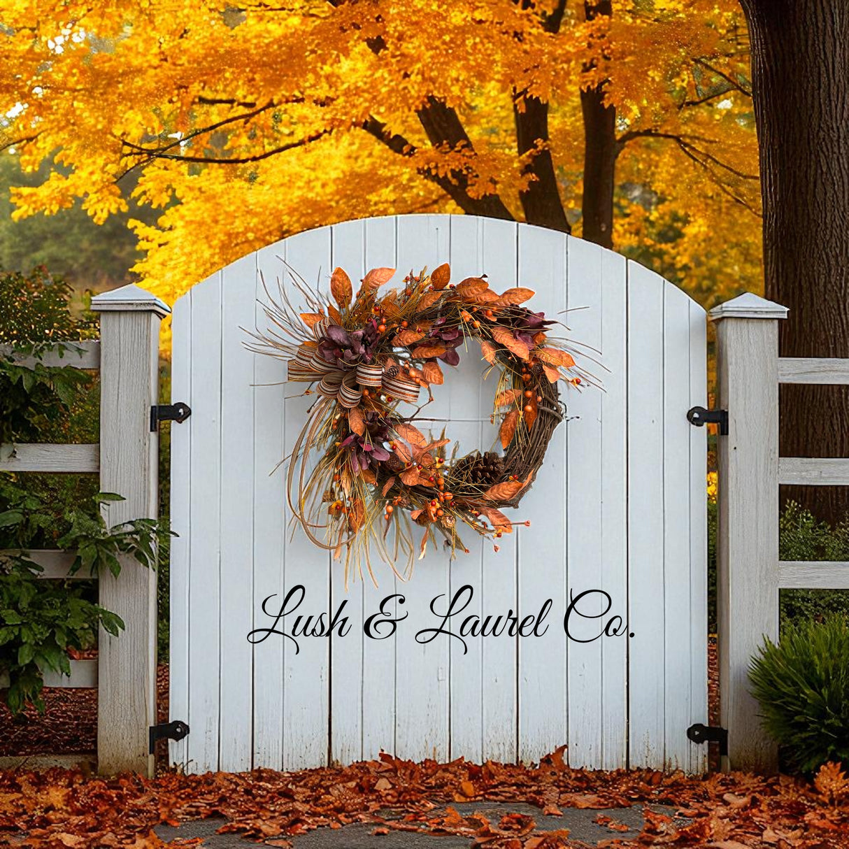 Rustling Pines & Ribboned Leaves Wreath