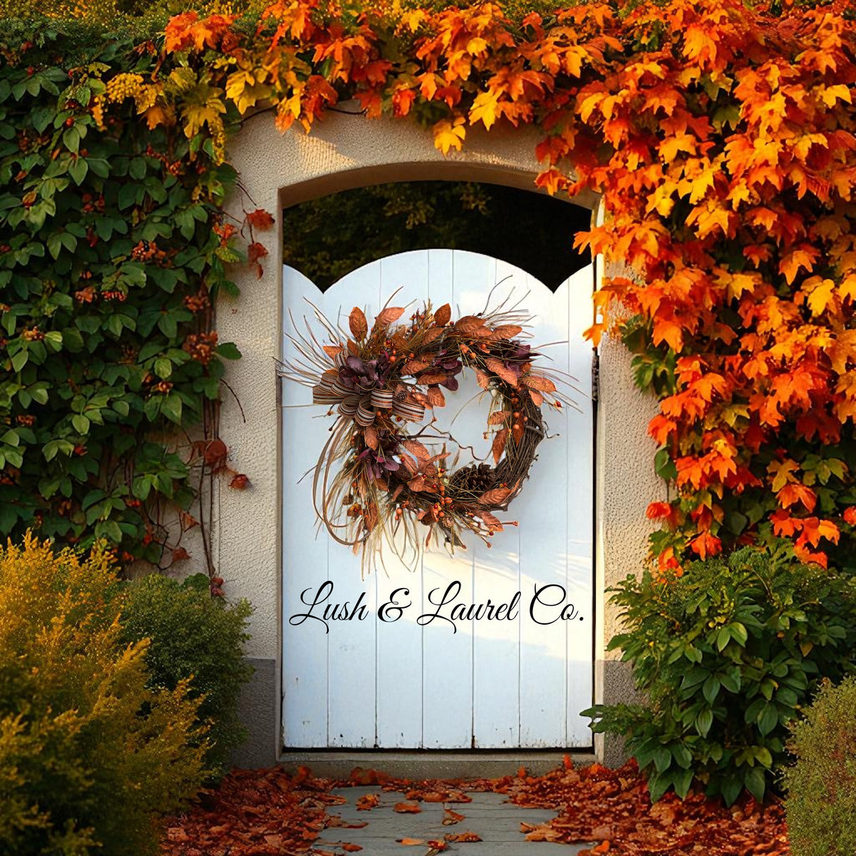 Rustling Pines & Ribboned Leaves Wreath