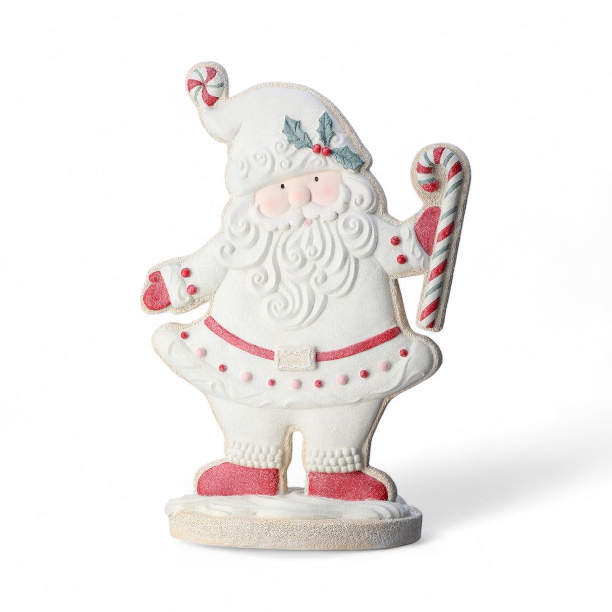16" Gingerbread Santa Figurine – Pastel Multi