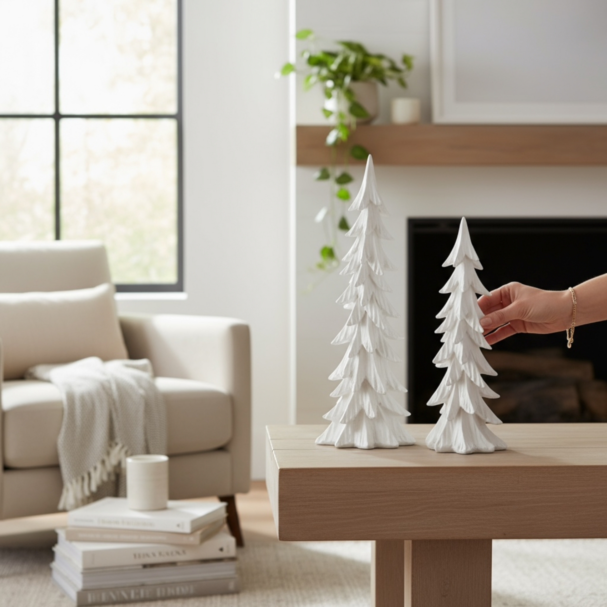 Pearl White Royal Trees Set of 2