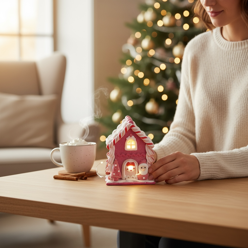 Pink Clay Dough Christmas Gingerbread House – Gingerbread, Santa, or Snowman with Timer
