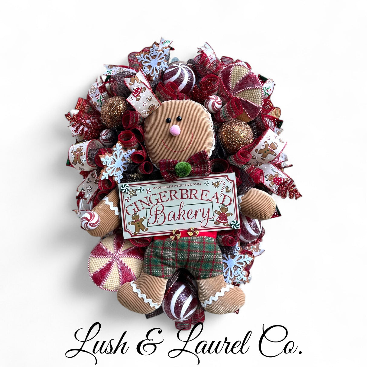 Gingerbread Bakery Swag – Holiday Teardrop Wreath