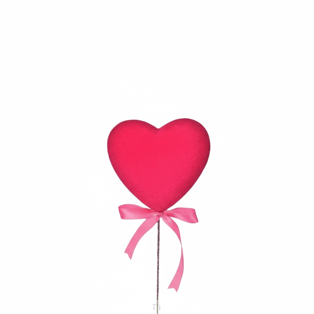 Hot Pink Flocked Solid Heart Pick – 18"