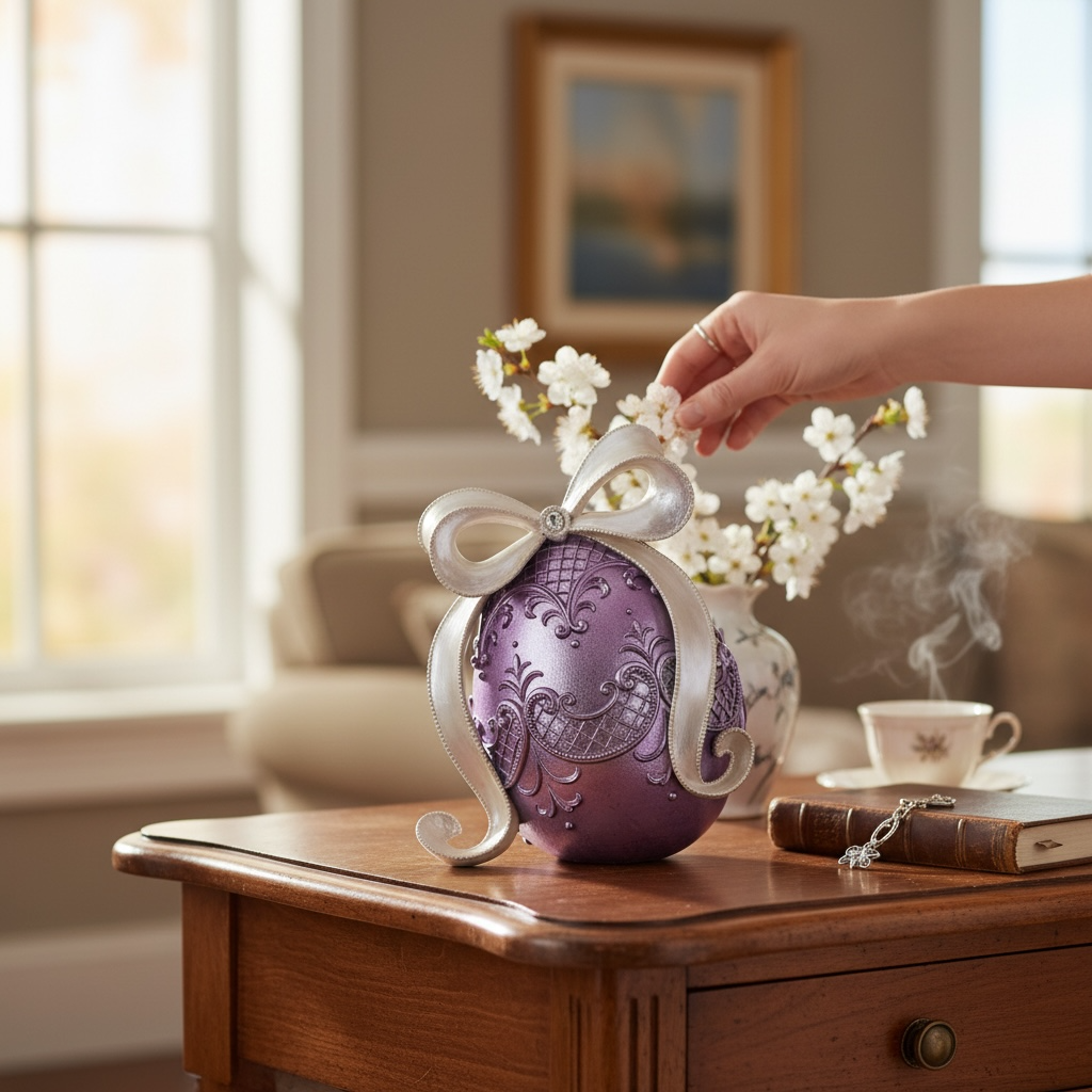 12.5" Resin Egg with Bow & Jewel