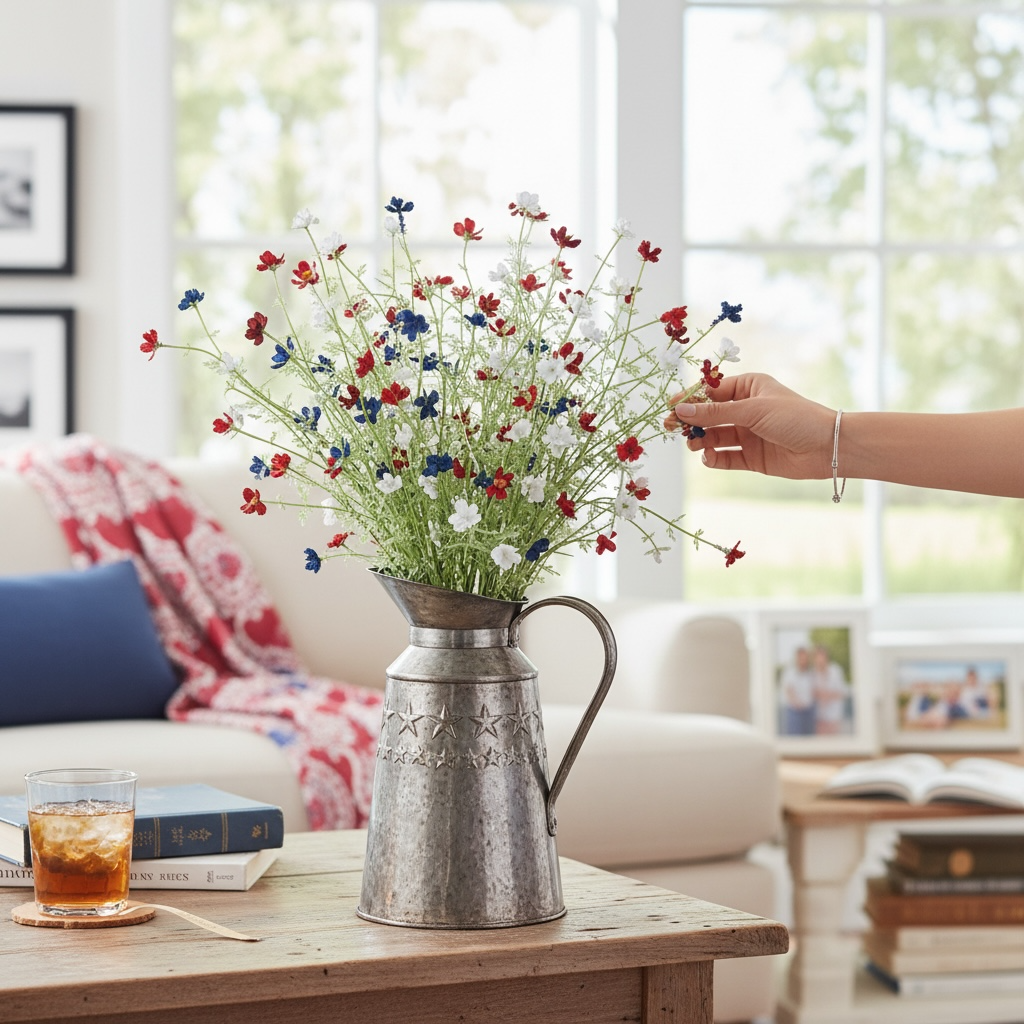 Patriotic Seeded Grass Bush - 18"