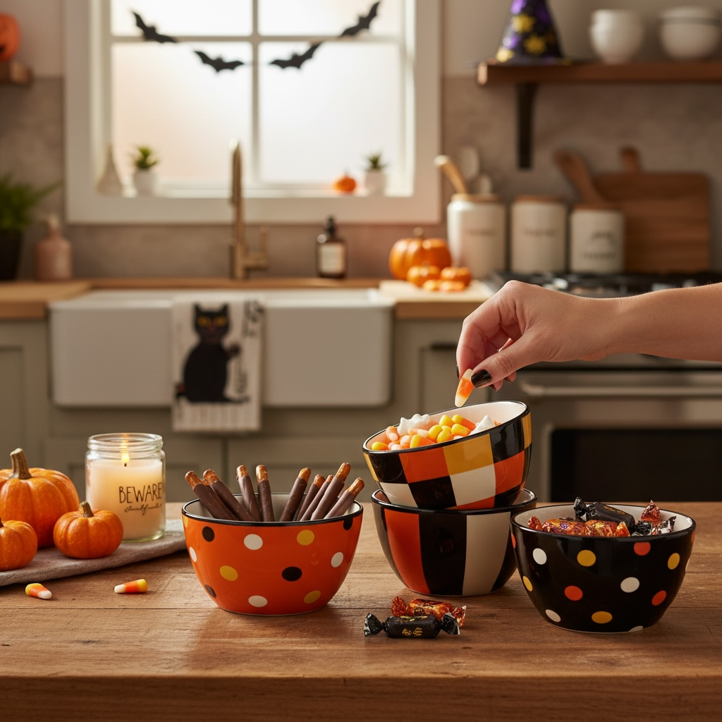 Certified International Halloween Bowls – Retro Patterned Fall & Halloween Snack Bowls (Sold Individually)
