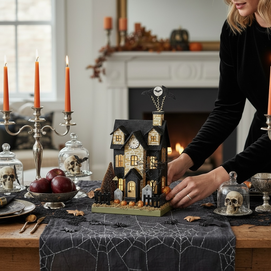 Lighted Halloween House – 12.5" Ragon House Spooky Village Collectible