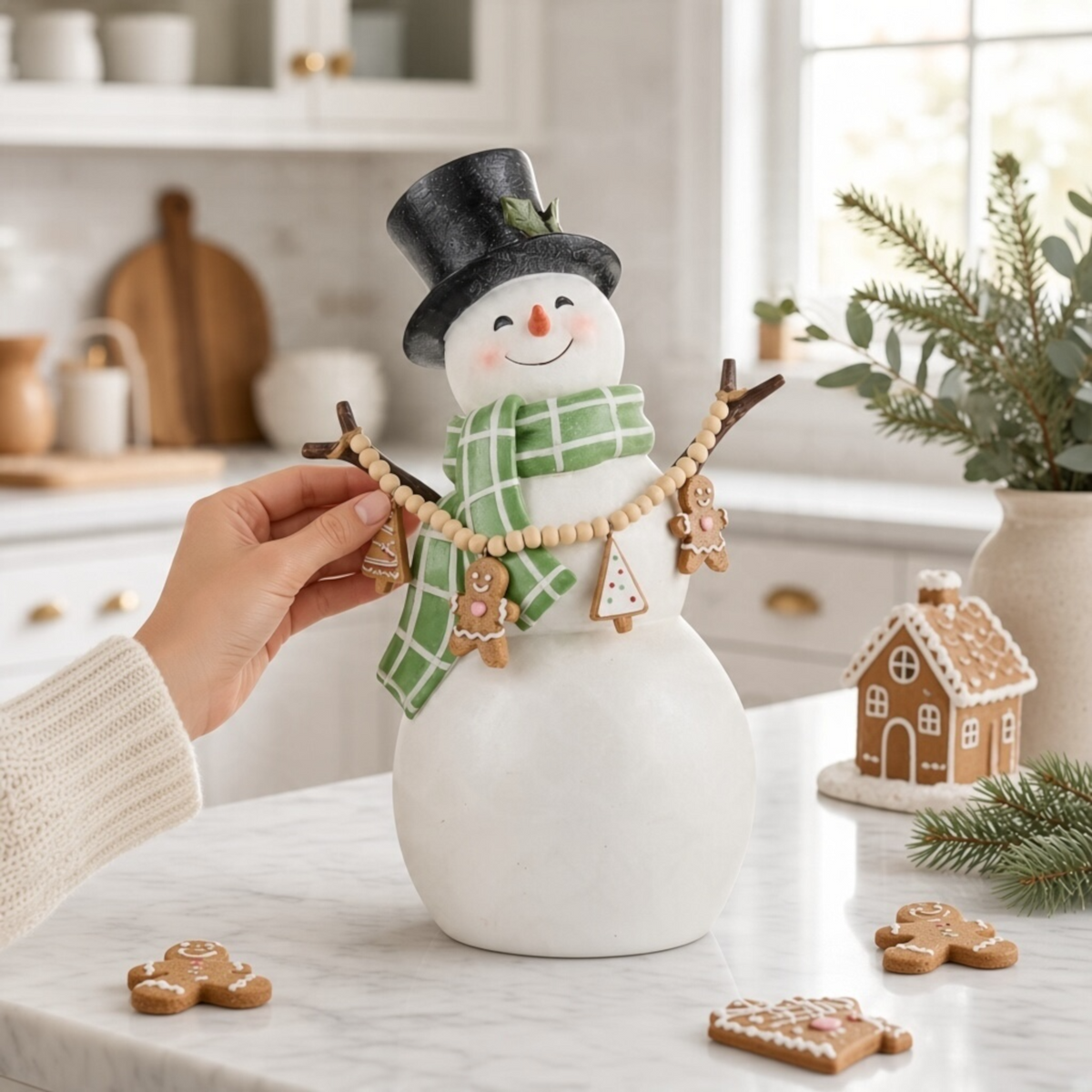 12" Gingerbread Baking Snowman Figurine