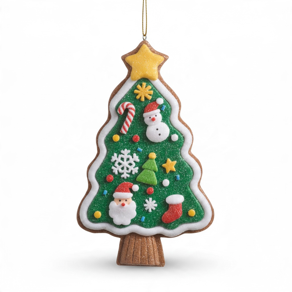 7" Decorated Gingerbread Cookie Tree Ornament