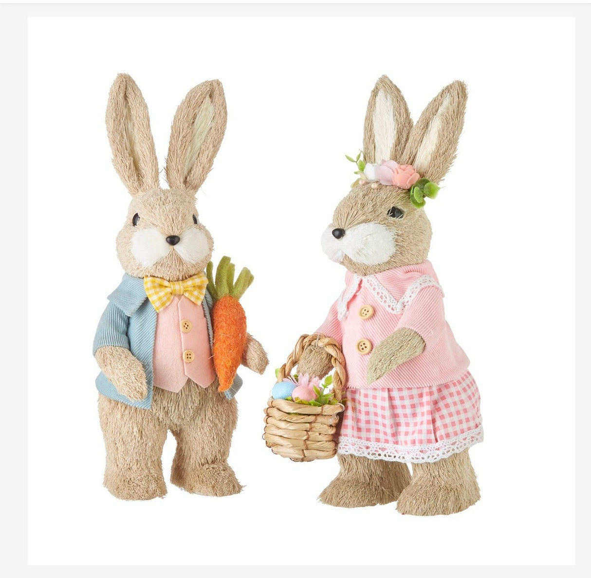 Sisal Bunny Pair – Springtime Boy & Girl